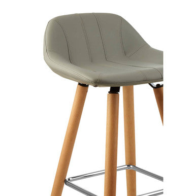Orsina Stockholm Grey Faux Leather Bar Stool with Beechwood Base