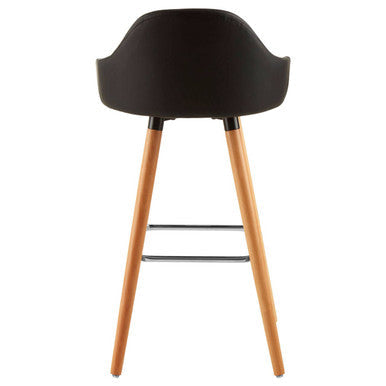 Orsina Stockholm Black Curved Backrest Bar Stool with Beechwood Legs