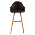 Orsina Stockholm Black Curved Backrest Bar Stool with Beechwood Legs