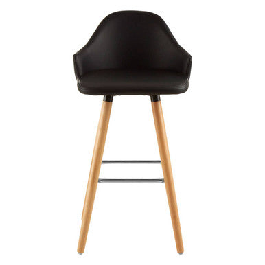 Orsina Stockholm Black Curved Backrest Bar Stool with Beechwood Legs