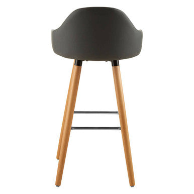 Orsina Stockholm Grey Faux Leather Bar Stool with Beechwood Legs
