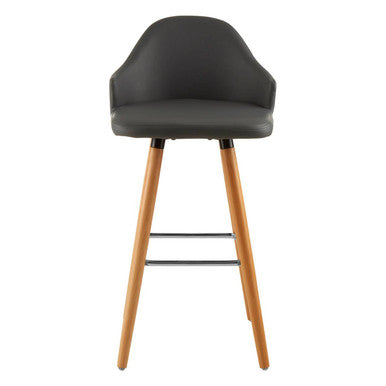 Orsina Stockholm Grey Faux Leather Bar Stool with Beechwood Legs
