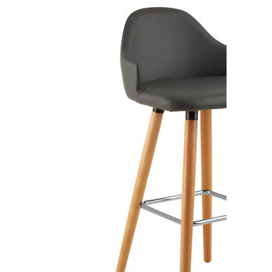 Orsina Stockholm Grey Faux Leather Bar Stool with Beechwood Legs