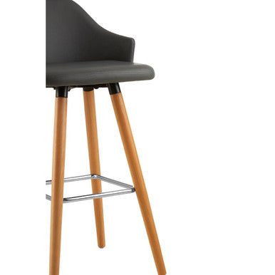 Orsina Stockholm Grey Faux Leather Bar Stool with Beechwood Legs