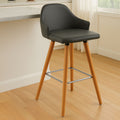 Orsina Stockholm Grey Faux Leather Bar Stool with Beechwood Legs