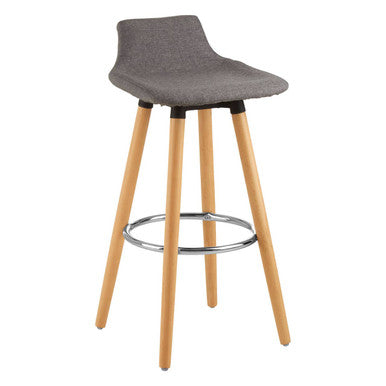 Orsina Stockholm Grey Bar Stool | Cushioned Seat with Beechwood Legs