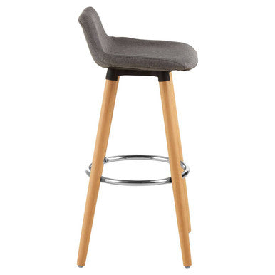 Orsina Stockholm Grey Bar Stool | Cushioned Seat with Beechwood Legs