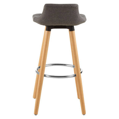 Orsina Stockholm Grey Bar Stool | Cushioned Seat with Beechwood Legs