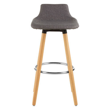 Orsina Stockholm Grey Bar Stool | Cushioned Seat with Beechwood Legs