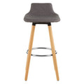Orsina Stockholm Grey Bar Stool | Cushioned Seat with Beechwood Legs