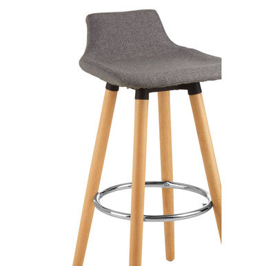 Orsina Stockholm Grey Bar Stool | Cushioned Seat with Beechwood Legs