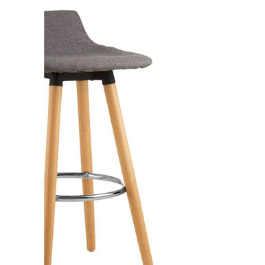 Orsina Stockholm Grey Bar Stool | Cushioned Seat with Beechwood Legs
