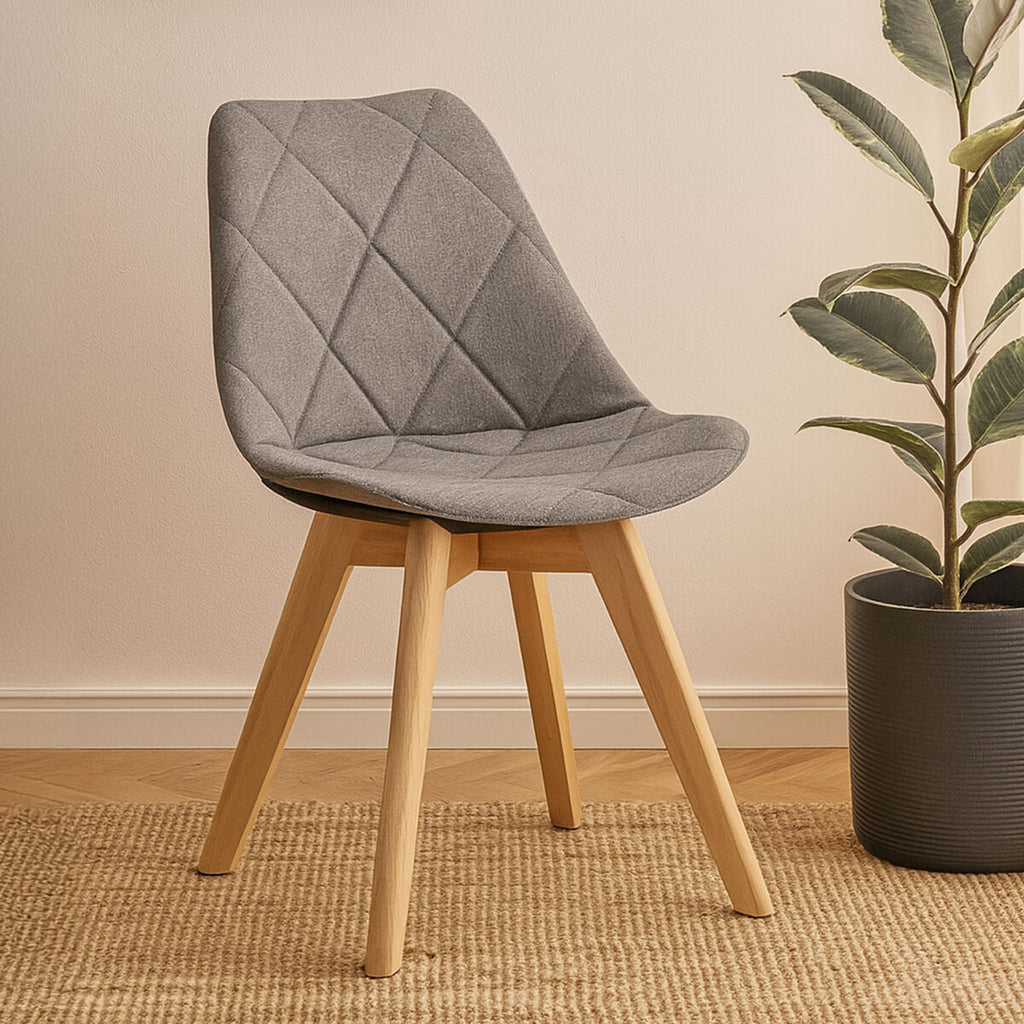 Orsina Stockholm Grey Quilted Dining Chair | Beechwood Legs