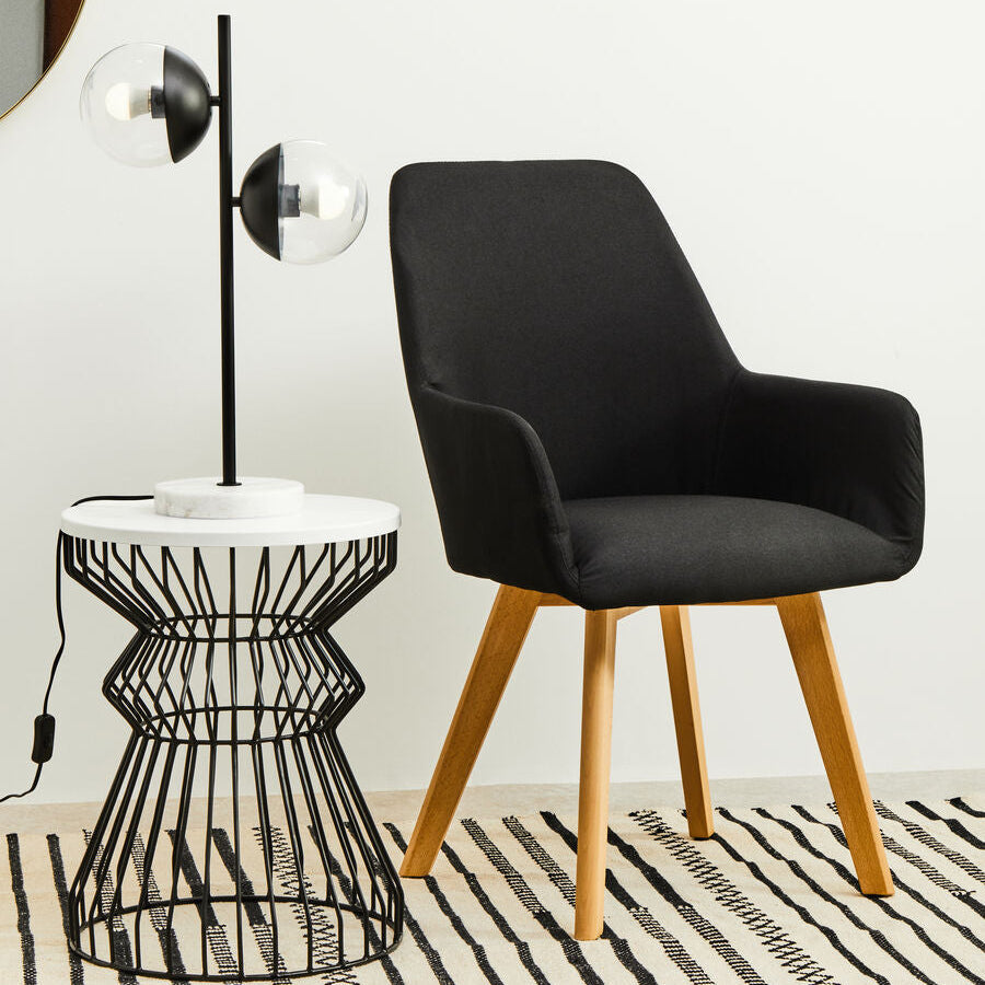 Orsina Stockholm Black Dining Chair – Upholstered Seat with Beech Legs