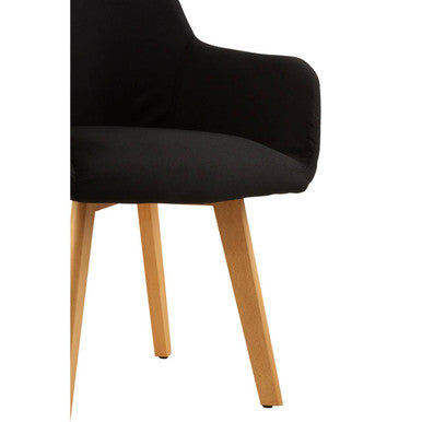 Orsina Stockholm Black Dining Chair – Upholstered Seat with Beech Legs