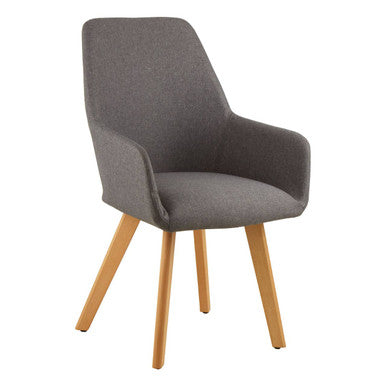 Orsina Stockholm Grey Dining Chair – Upholstered Minimalist Wood Seat