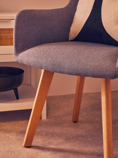 Orsina Stockholm Grey Dining Chair – Upholstered Minimalist Wood Seat