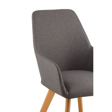 Orsina Stockholm Grey Dining Chair – Upholstered Minimalist Wood Seat