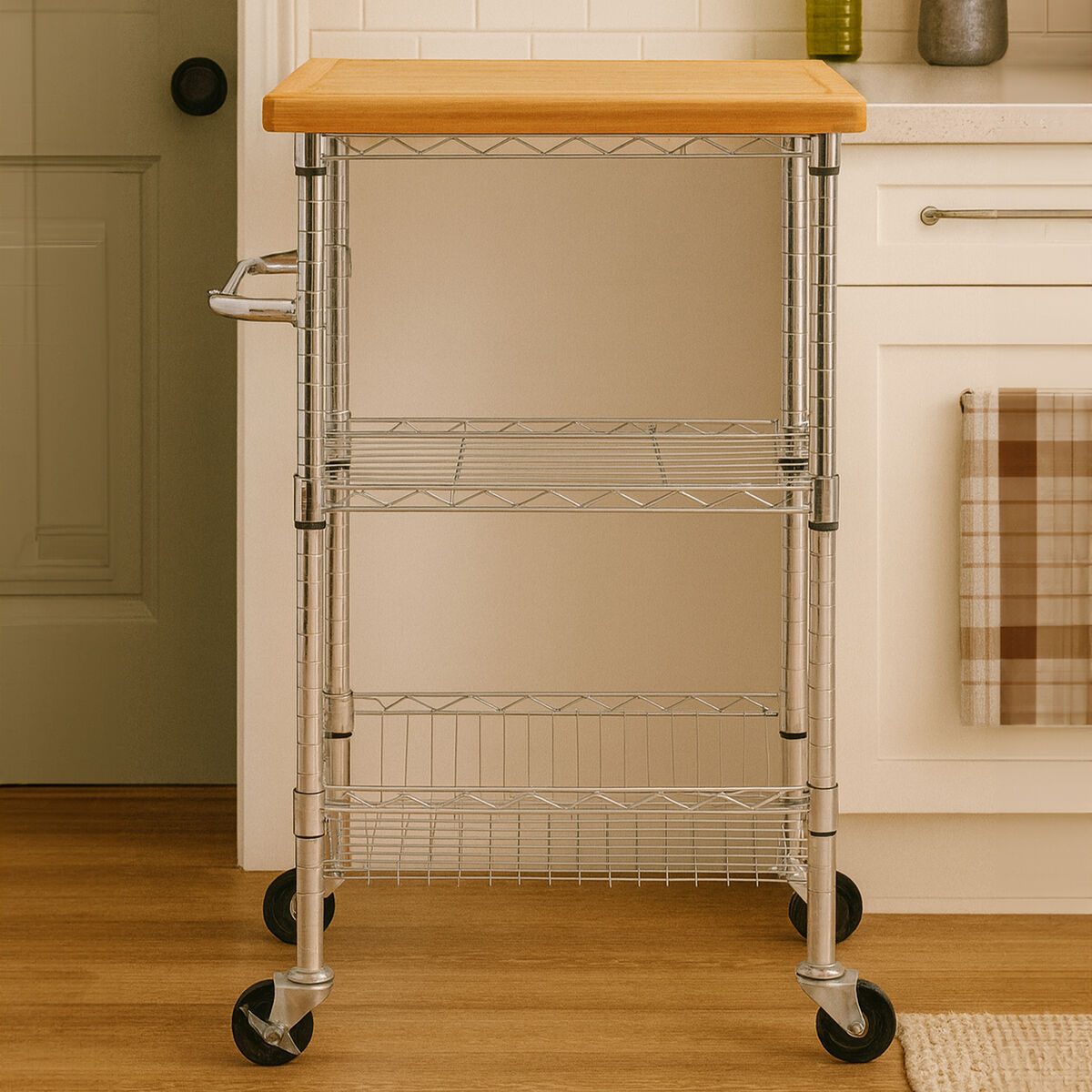 Orsina Frankfurt 3 Tier Kitchen Trolley – Rolling Utility Storage Cart