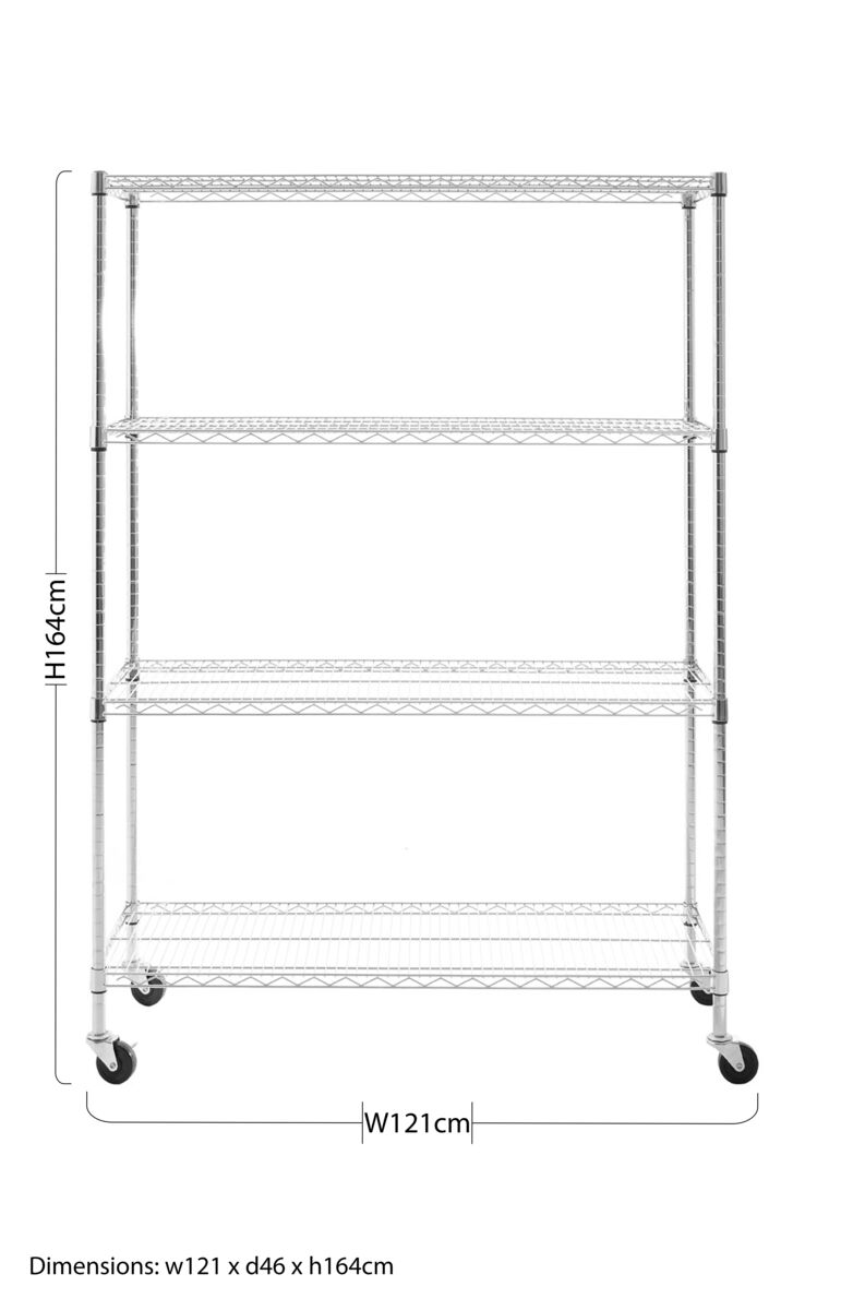 Orsina Frankfurt 4-Tier Metal Shelf Unit | Rolling Storage with Wheels