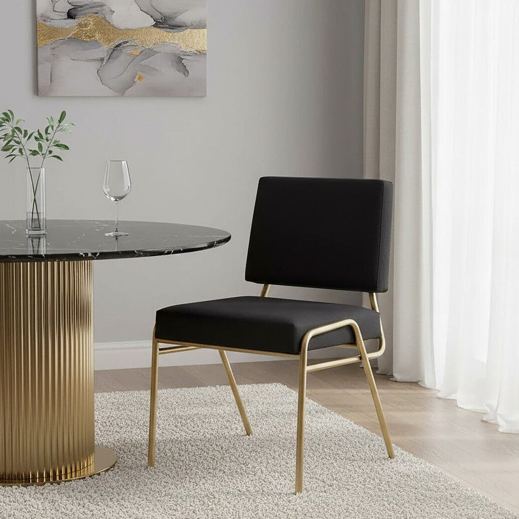 Orsina Lexa Black Linen Accent Chair – Modern Minimalist Armchair