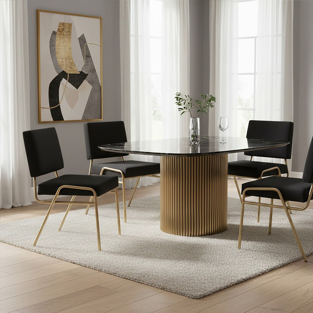 Orsina Lexa Black Linen Accent Chair – Modern Minimalist Armchair