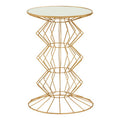 Orsina Yaxi Gold Side Table – Mirrored Glass Top & Metal Wireframe