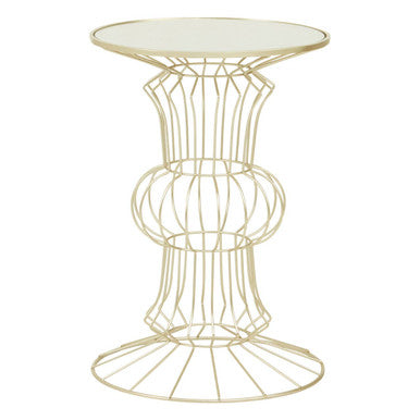 Orsina Yaxi Mirrored Glass Side Table – Light Gold Metal Base