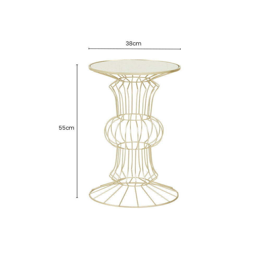 Orsina Yaxi Mirrored Glass Side Table – Light Gold Metal Base