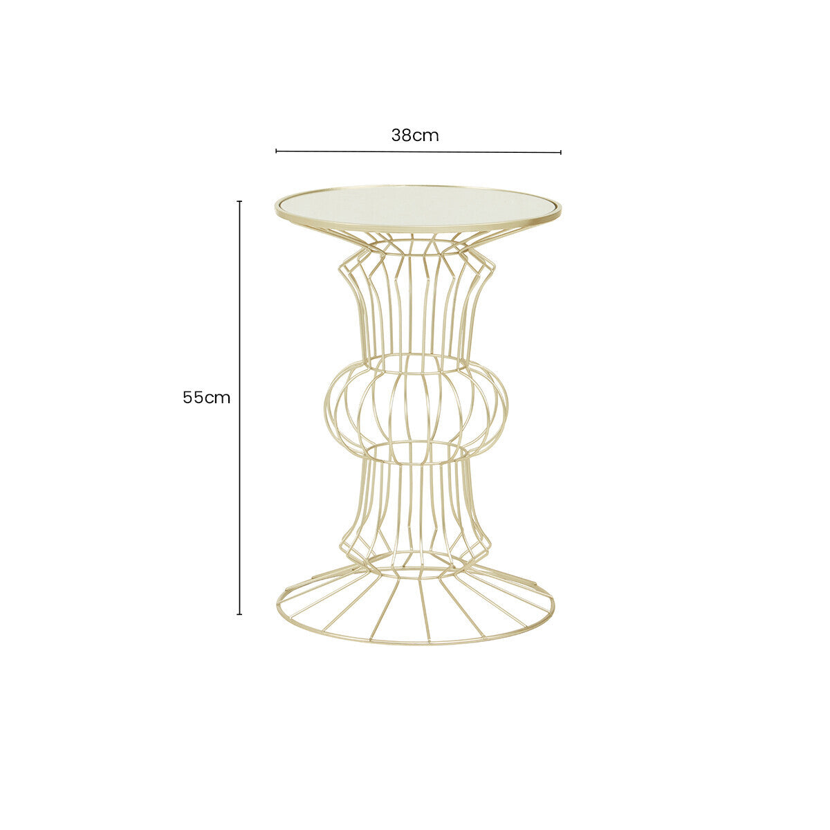Orsina Yaxi Mirrored Glass Side Table – Light Gold Metal Base