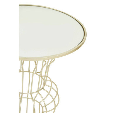 Orsina Yaxi Mirrored Glass Side Table – Light Gold Metal Base