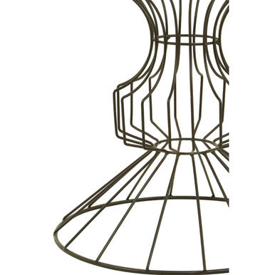 Orsina Yaxi Mirrored Side Table – Black Metal Wireframe Accent Table
