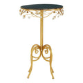 Orsina Yaxi Round Side Table – Gold Metal Frame with Black Top