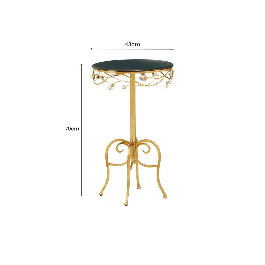 Orsina Yaxi Round Side Table – Gold Metal Frame with Black Top