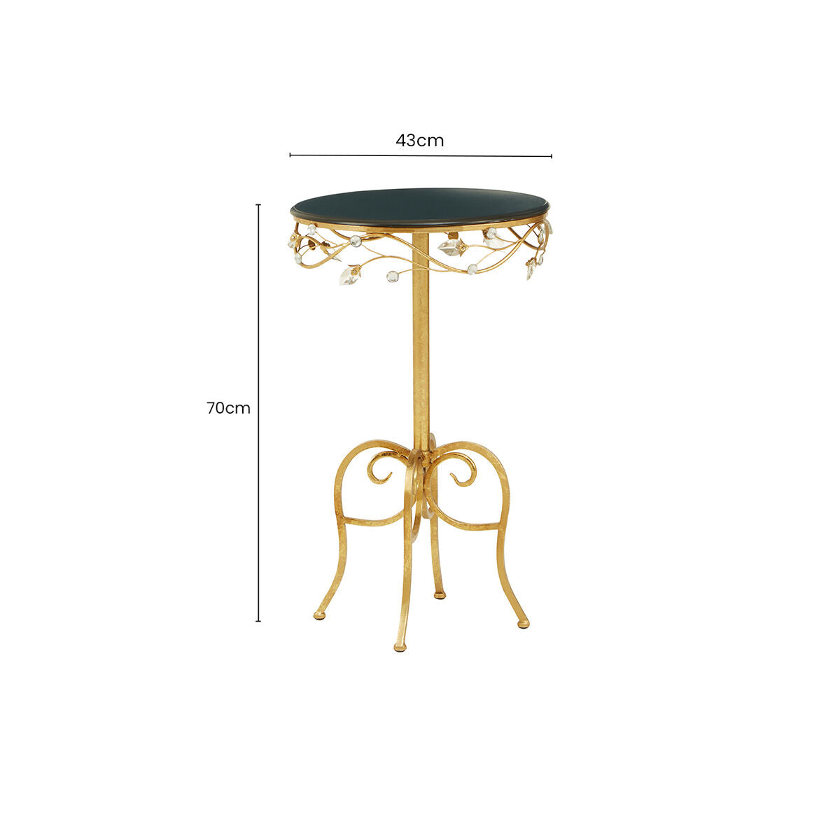 Orsina Yaxi Round Side Table – Gold Metal Frame with Black Top