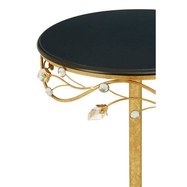 Orsina Yaxi Round Side Table – Gold Metal Frame with Black Top