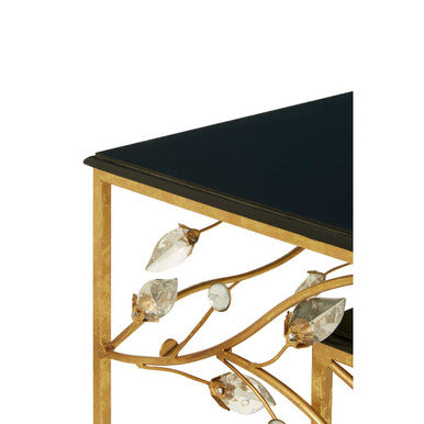 Orsina Yaxi Gold Branch Side Tables with Black Wood Top – Set of 2