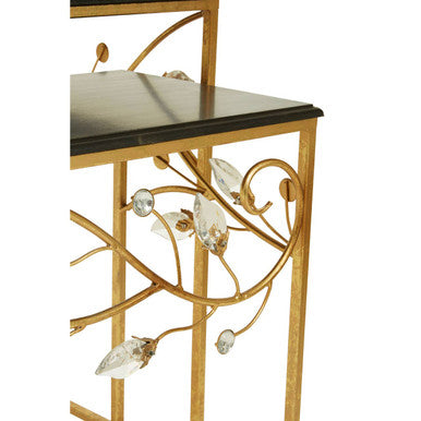 Orsina Yaxi Gold Branch Side Tables with Black Wood Top – Set of 2