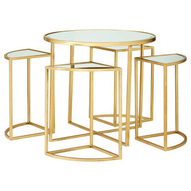 Orsina Farran Nesting Tables - Set of 5 Champagne Gold & Glass