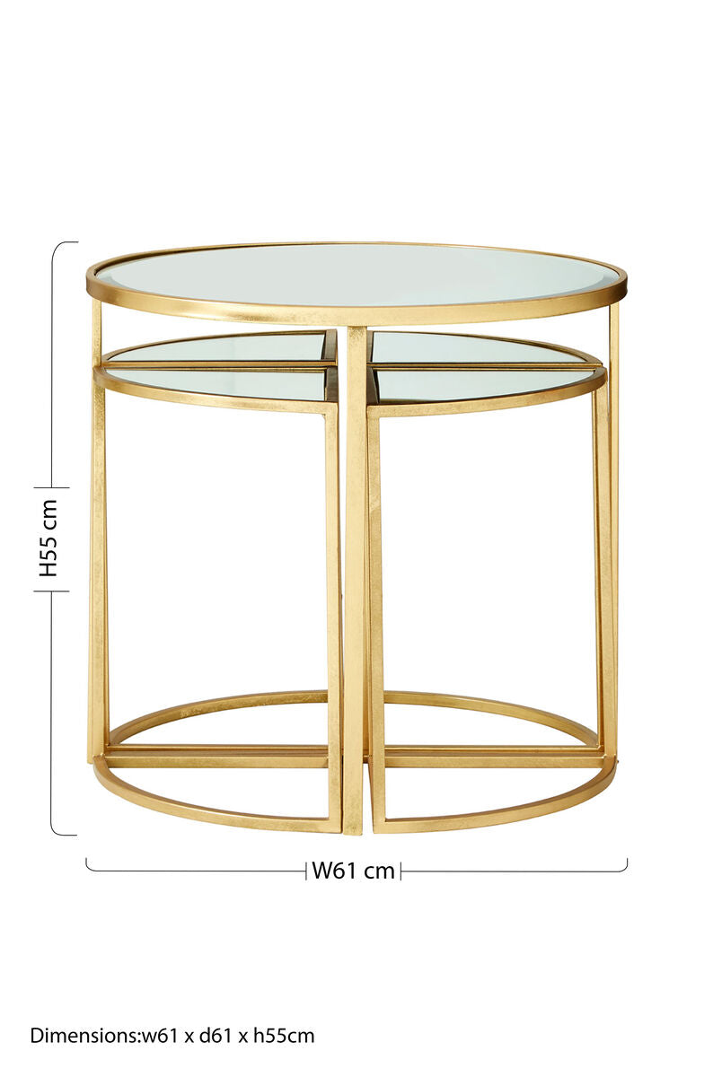 Orsina Farran Nesting Tables - Set of 5 Champagne Gold & Glass