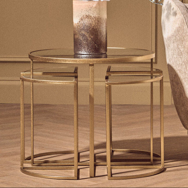 Orsina Farran Nesting Tables - Set of 5 Champagne Gold & Glass