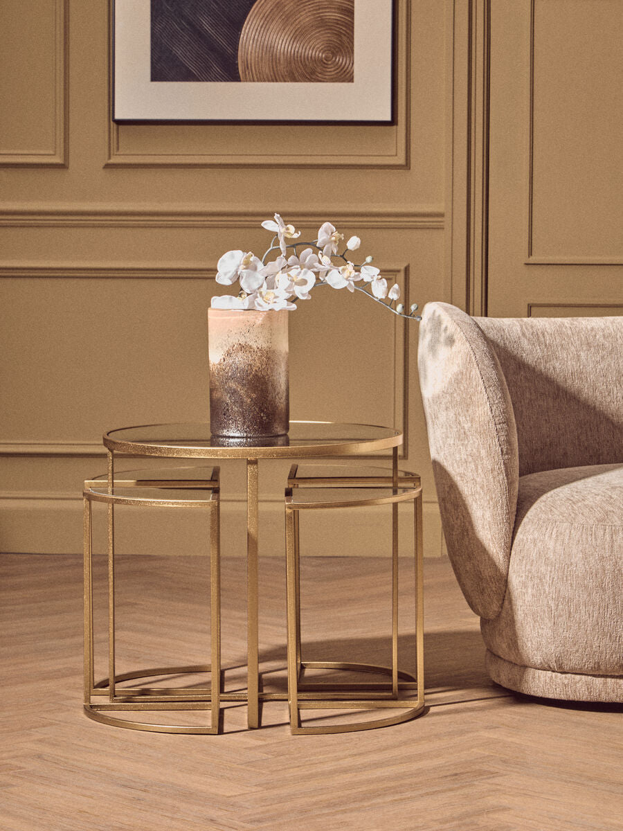 Orsina Farran Nesting Tables - Set of 5 Champagne Gold & Glass