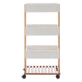 Orsina Nostra 4-Tier Storage Trolley – Bamboo & White Rolling Cart