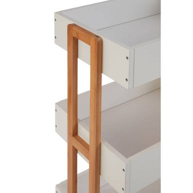 Orsina Nostra 4-Tier Storage Trolley – Bamboo & White Rolling Cart