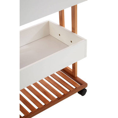Orsina Nostra 4-Tier Storage Trolley – Bamboo & White Rolling Cart