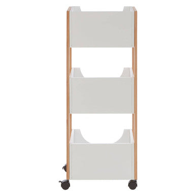 Orsina Nostra 3-Tier Storage Trolley – Bamboo & White Mobile Cart
