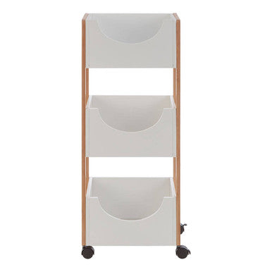Orsina Nostra 3-Tier Storage Trolley – Bamboo & White Mobile Cart