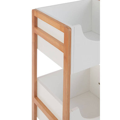 Orsina Nostra 3-Tier Storage Trolley – Bamboo & White Mobile Cart