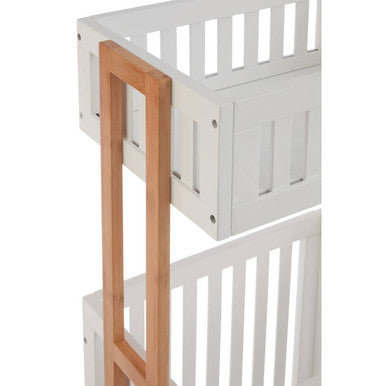 Orsina Nostra 2-Tier Storage Trolley – Bamboo & White Mobile Organizer