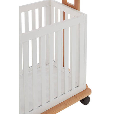 Orsina Nostra 2-Tier Storage Trolley – Bamboo & White Mobile Organizer